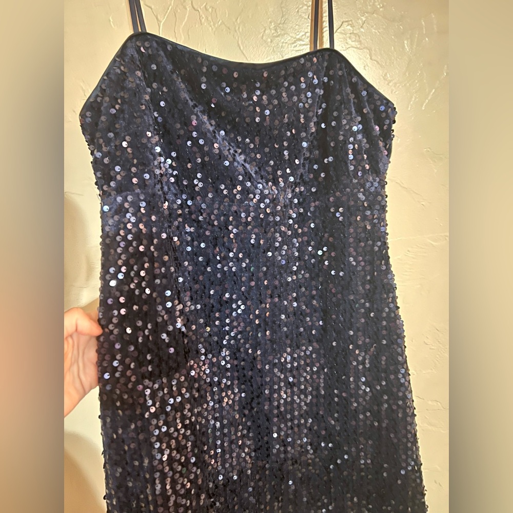 Lulus Sparkling Sophistication Navy Blue Sequin Sleeveless Mini Dress Medium M - Picture 6 of 12